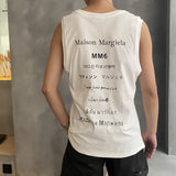 Real shot, in-stock, eight-language text print, sleeveless tank top for men