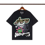 streetwear zip hoodie cartoon letter print zip-up sweatshirt and pants camouflage set