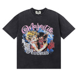 MAJESTIK T Shirts We Are Friends Garment Dyed Printing Crop Tee Hot Diamond