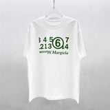 Summer digital laser marked number pattern crew neck loose drop shoulder short sleeve t-shirt