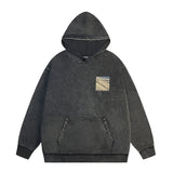 Erd melancholy rich second generation loose washed distressed pig head human face color matching hole hooded sweatshirt zipper