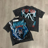 First row american trend high quality washed retro hot diamond casual short-sleeved t-shirt