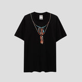 Correct version mb short-sleeved couple outfit colorful wings feather t-shirt marcelo european and american classic