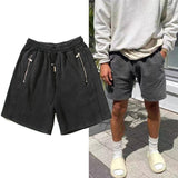 Hip-hop shorts american rep washed distressed retro shorts loose drawstring terry sweatpants half length pants