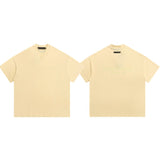 essential double line fog shorts icon laminated stereo letter round neck couple pullover
