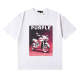 Wholesale high street purple br@nd american style short sleeve loose retro casual t-shirt couple trendy tee