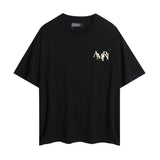 amri washed distressed tiger head number & letter logo short sleeve t-shirt