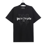 Cross-border pa spray-painted letter short-sleeved palm tree fog high street graffiti logo t