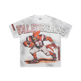 American retro valeforever washed & distressed hotfix rhinestone cotton short sleeve high street star t-shirt