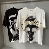 Wholesale american streetwear mixed emotion hotfix rhinestone print short sleeve t-shirt, hoodie, sweatpants, and jacket set