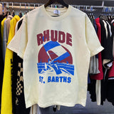 Rhude T Shirts Windsurfing Printed Cotton Casual Short Sleeves Men and Women