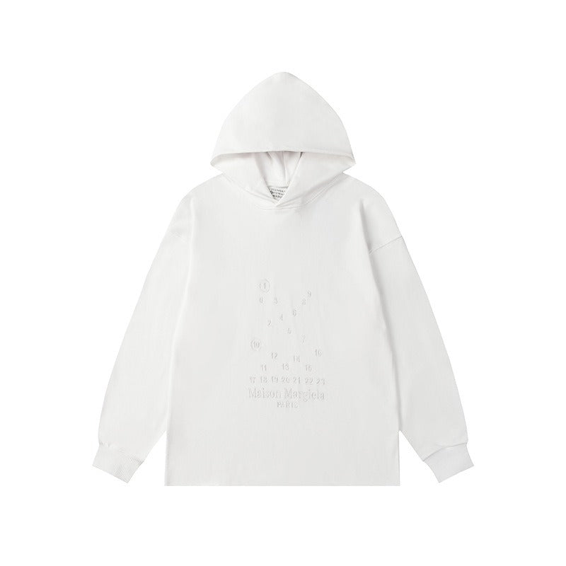 Embroidered letter & number minimalist couple's hoodie - autumn/winter sweatshirt