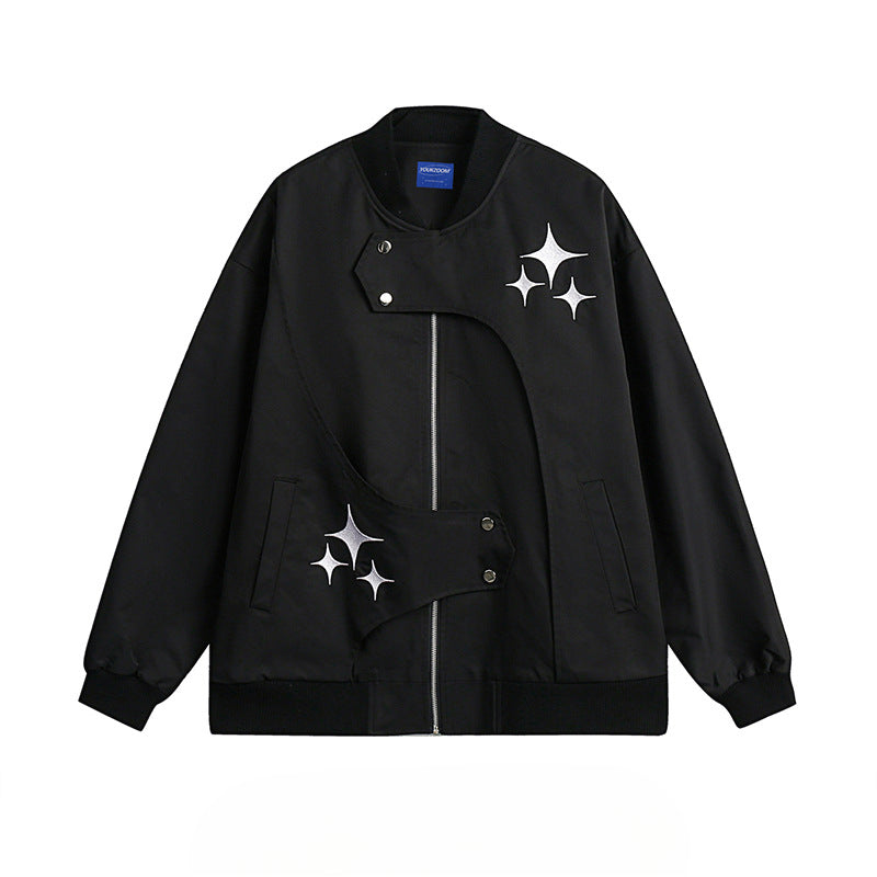Unisex Baseball Jersey Star Embroidered Flight Jacket