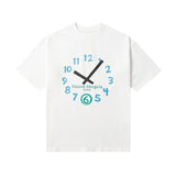 Clock digital print cartoon 100% cotton short sleeve t-shirt