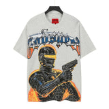 High version gods short sleeve heavy weight washed fog high street rock band skull pure cottonprinting round