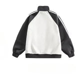 Unisex Baseball Jersey Spring/Autumn Striped Embroidered Stand-Up Cardigan Jacket