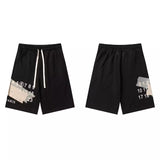 Summerpure cotton digital printing loose drawstring shorts