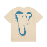 Cross-border supply large v letter lne cherry blossom short half-sleeve sketch embroidery lip print graffiti print short