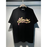 [gram] am peace dove flowing paint graffiti letter starry sky classic logo printing short sleeve couple t-shirt