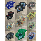 First row american trend high quality washed retro hot diamond casual short-sleeved t-shirt