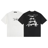 Artistic font youth pure cotton double yarn high gsm embroidered short sleeve t-shirt