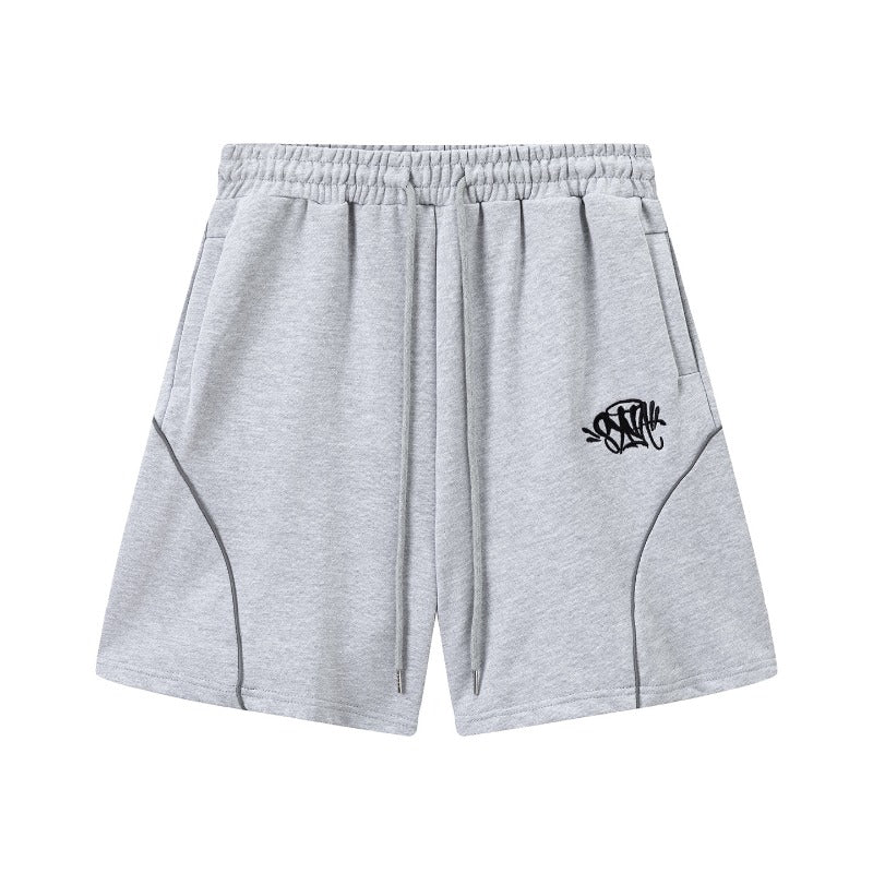 Hip-hop shorts american high street shorts letter embroiderstripes reflective terry loose half length pants sweatpants