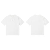 Neutral japanese style casual small logo patch round neck short sleeves