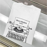 Retro typewriter digital direct printing craft round neck short sleeve t
