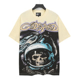 High version gods short sleeve heavy weight washed fog high street rock band skull pure cottonprinting round