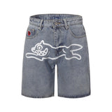 Bbc american high street ice cream flying dog printing short sleeve t-shirt casualshortsloose half lengthjeans summer