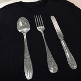High-definition digital print dinnerware spoon and fork graphic short-sleeve t-shirt