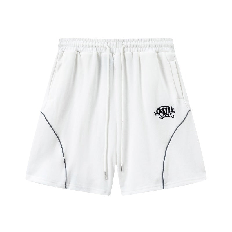 Hip-hop shorts american high street shorts letter embroiderstripes reflective terry loose half length pants sweatpants