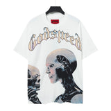 High version gods short sleeve heavy weight washed fog high street rock band skull pure cottonprinting round