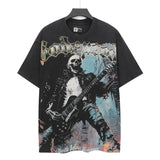 high version gods short sleeve heavy weight washed fog high street skull pure cottonprinting round