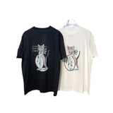 High gsm double yarn cat print 100% cotton short sleeve t-shirt