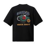 Bbc american high street ice cream flying dog printing short sleeve t-shirt casualshortsloose half lengthjeans summer