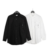 Letter embroidered pocket detail relaxed fit shirt