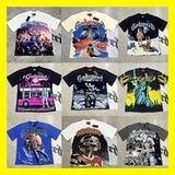 High version gods short sleeve heavy weight washed fog high street rock band skull pure cottonprinting round
