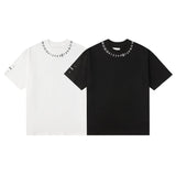 Real shot: summer letter logo creative crew neck short sleeve tee
