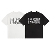 High-count letter print athletic cotton short-sleeve t-shirt