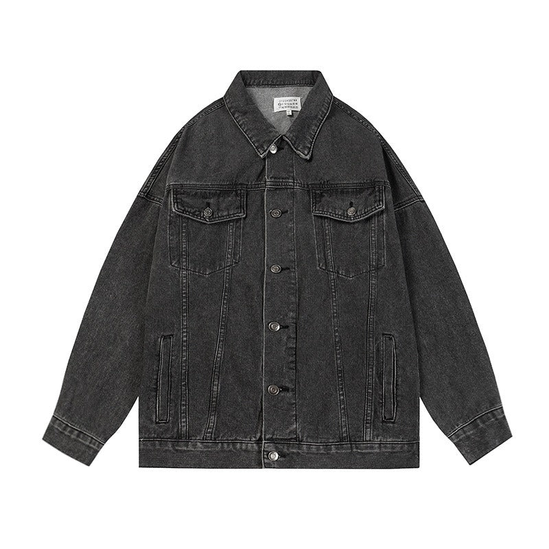 Maison margiela mengyaoletterprinting lapel easiest for match denim jacketoutwear
