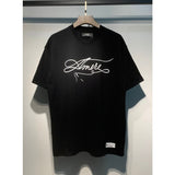 [gram] am peace dove flowing paint graffiti letter starry sky classic logo printing short sleeve couple t-shirt