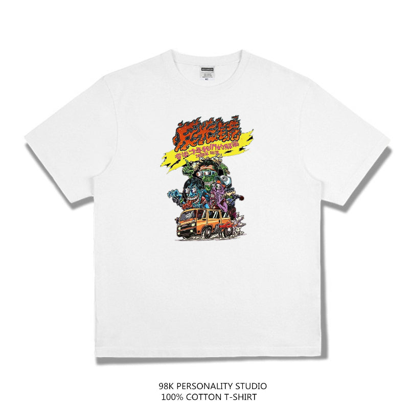 Rock Star T Shirt Rock Reflector Loose round Neck Print Short Sleeve Cotton T-shirt