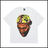 Hs american high street retro washed portrait short-sleeved t-shirt long sleeves sweatshirt hoodie