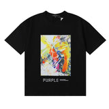 Purple br@nd comfy basics letter logo printing short-sleeved fog american street t-shirt