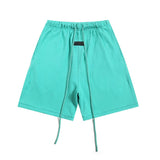 essential double line fog shorts icon laminated stereo letter round neck couple pullover