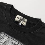 MAJESTIK T Shirts Death Chain Garment Dyed Printing Crop Tee Hot Diamond