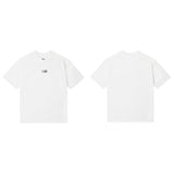 Neutral japanese style casual small logo patch round neck short sleeves