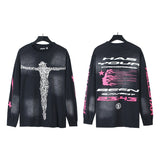 american trend high quality loose t-shirt pure cotton front and rear high-definition printing casualcoupletrendy short sleeves