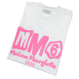 Maison margiela pink mm foam printing process oversizd dropped shoulder sleeves loose short-sleeved t